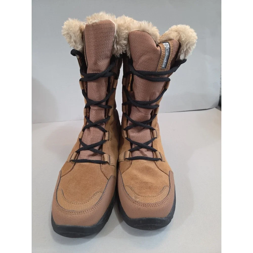 Columbia Boots Womens 10 Brown Ice Maiden II Waterproof Winter Lace Up Insulated